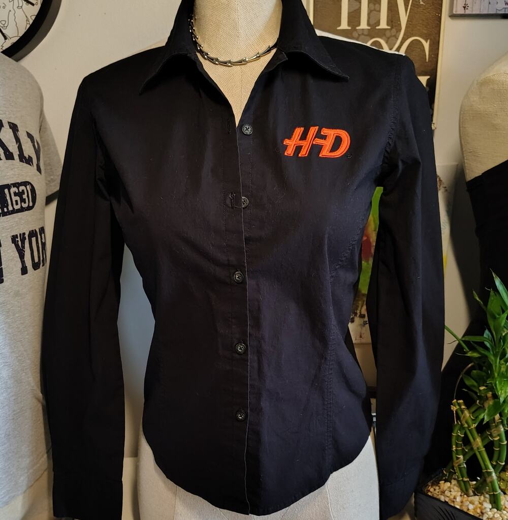 HARLEY DAVIDSON WOMENS TAILORED BUTTON UP DRESS SHIRT - SIZE SMALL